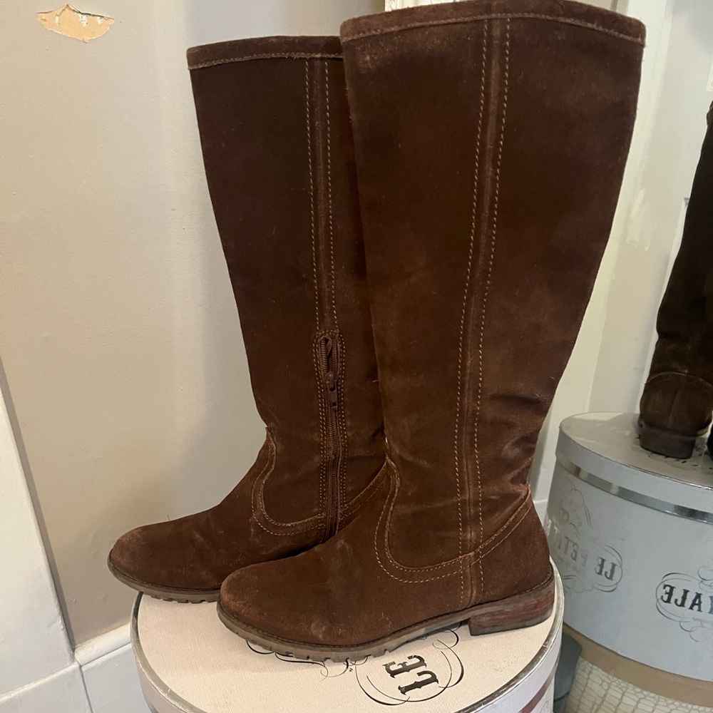 Brown suede boots
